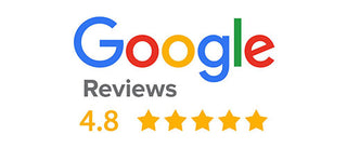 Google Reviews logo with a 4.8 star rating on a white background