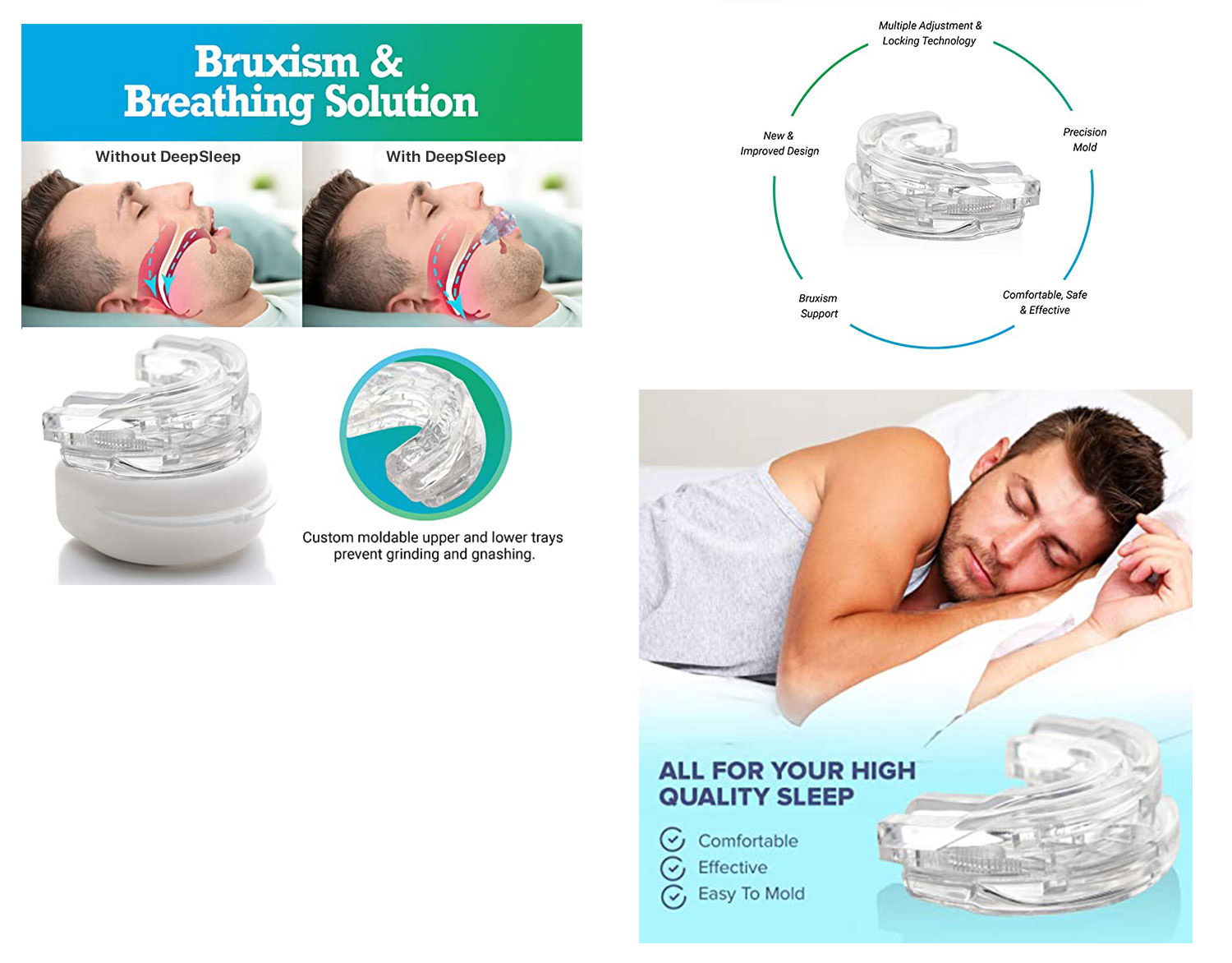 thumbnail interactive-video image 1 of Anti-Snore Mouthpiece Stop Snoring Device - BPA-Free Aid Set, Ships From USA 1 of 10